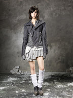 ARIADNAw Asymmetric Pleated Layered High Waist Women's Mini Skirts