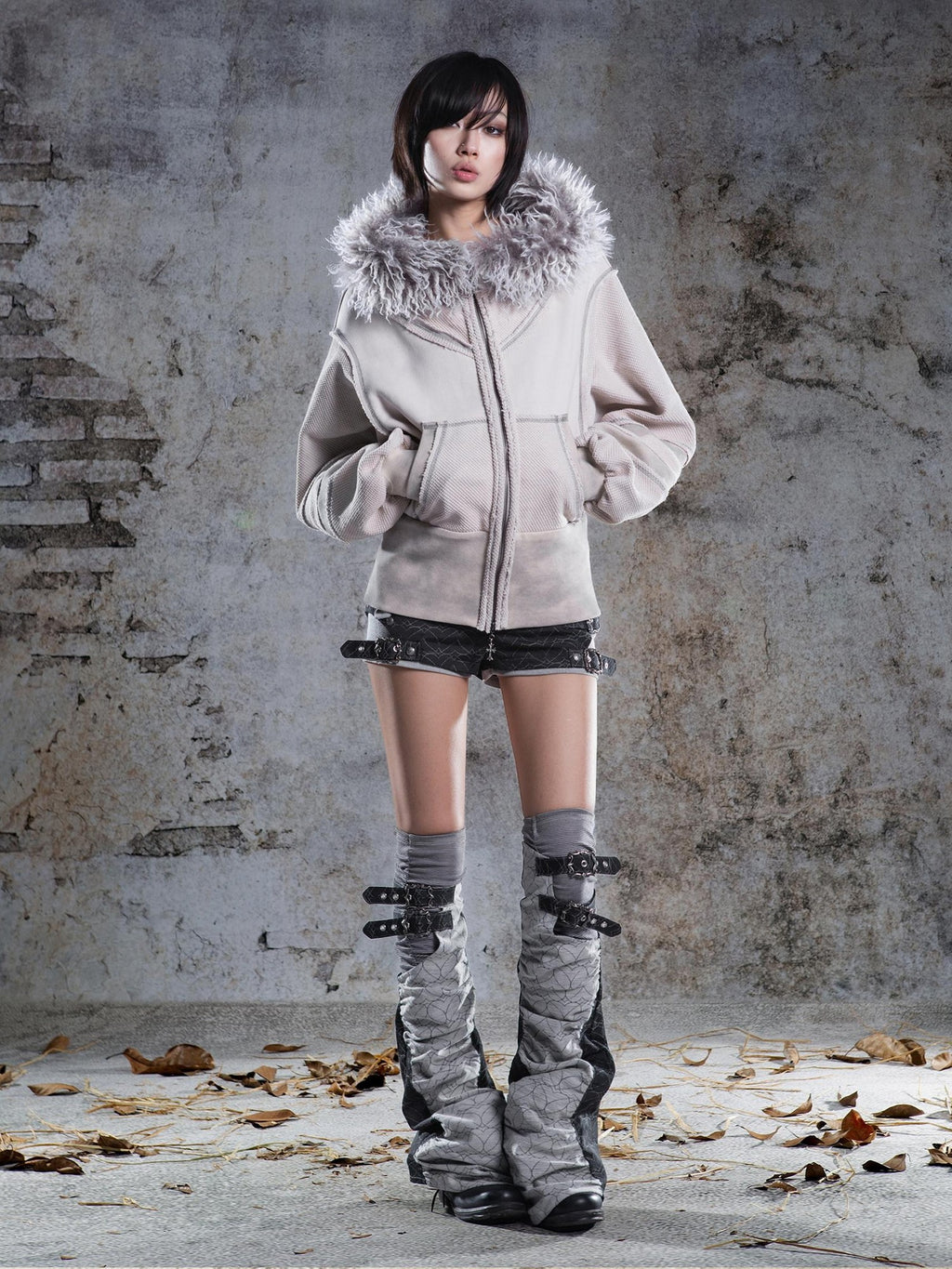 ARIADNAw Color Block Paneled Lantern Sleeve Hooded Women's Casual Jackets