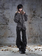 ARIADNAw Drawstring Ruched Patchwork Rock Women's Straight Pants