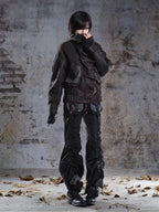 ARIADNAw Drawstring Ruched Patchwork Rock Women's Straight Pants