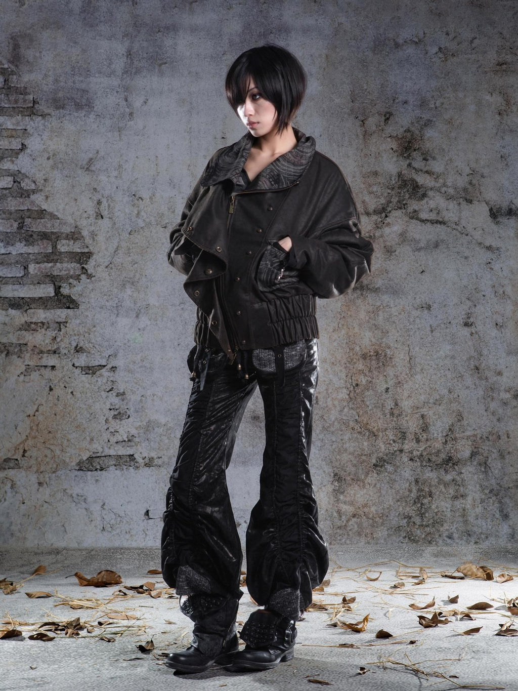 ARIADNAw Drawstring Ruched Patchwork Rock Women's Straight Pants