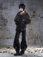 ARIADNAw Drawstring Ruched Patchwork Rock Women's Straight Pants