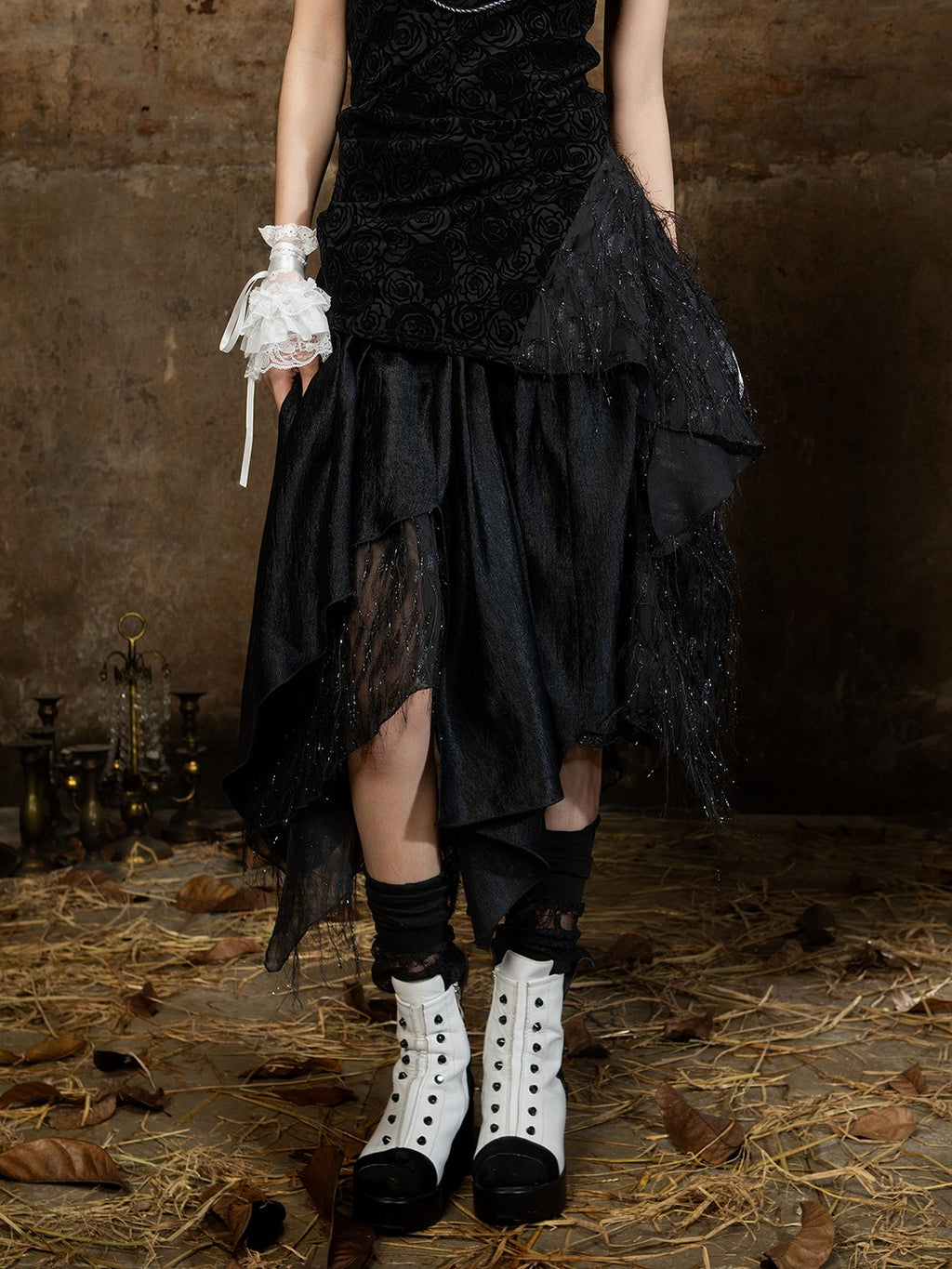 ARIADNAw Gothic Dark Vintage Punk Y2k Slim Fit Women's Slip Midi Dresses
