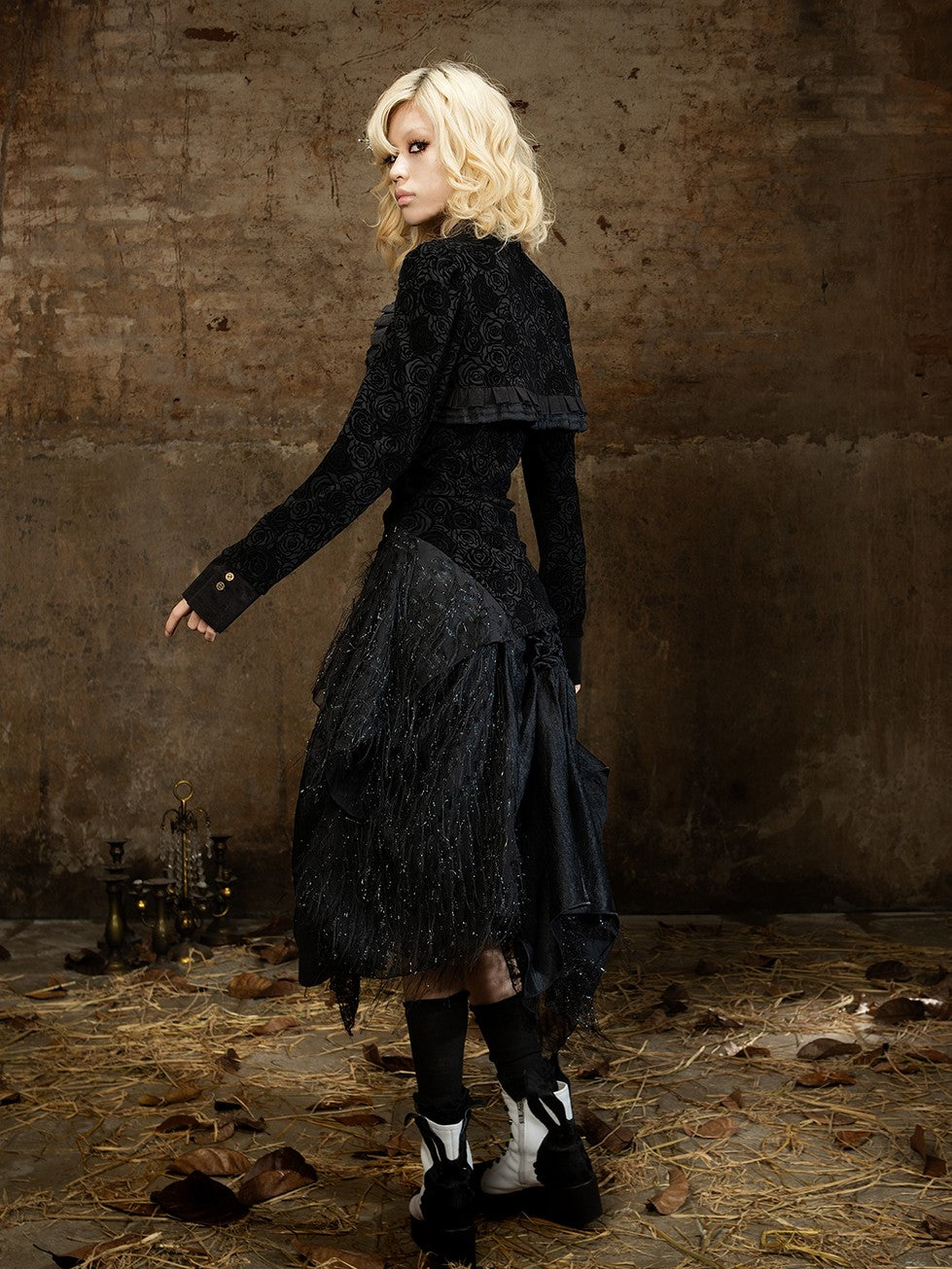 ARIADNAw Gothic Punk Palace Long Sleeve Slim Fit Ultra Short Women's Cropped Jackets