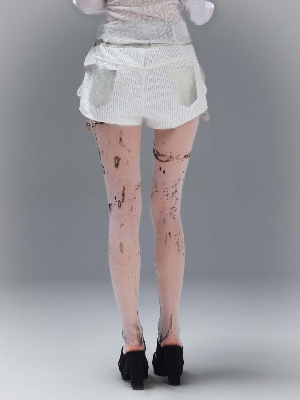 ARIADNAw Hand Painted Print Punk Ultra Thin Women's Core Spun Silk Hosiery