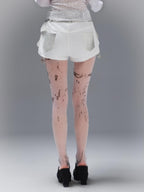 ARIADNAw Hand Painted Print Punk Ultra Thin Women's Core Spun Silk Hosiery