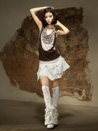 ARIADNAw Irregular Stripe Asymmetric High Waist Women's Mini Skirts