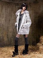 ARIADNAw Lace Up Denim Palace Punk Vintage Women's Long Coats