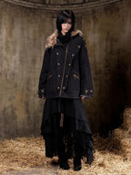 ARIADNAw Lace Up Denim Palace Punk Vintage Women's Long Coats