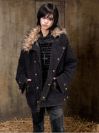 ARIADNAw Lace Up Denim Palace Punk Vintage Women's Long Coats