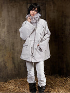ARIADNAw Lace Up Denim Palace Punk Vintage Women's Long Coats