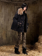 ARIADNAw Lace Up Denim Palace Punk Vintage Women's Long Coats