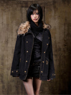 ARIADNAw Lace Up Denim Palace Punk Vintage Women's Long Coats