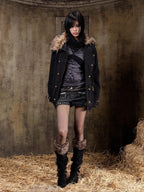 ARIADNAw Lace Up Denim Palace Punk Vintage Women's Long Coats