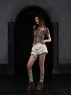 ARIADNAw Layered Lace Satin Bubble Low Rise Women's Skorts