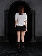 ARIADNAw Layered Lace Satin Bubble Low Rise Women's Skorts