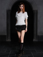 ARIADNAw Layered Lace Satin Bubble Low Rise Women's Skorts