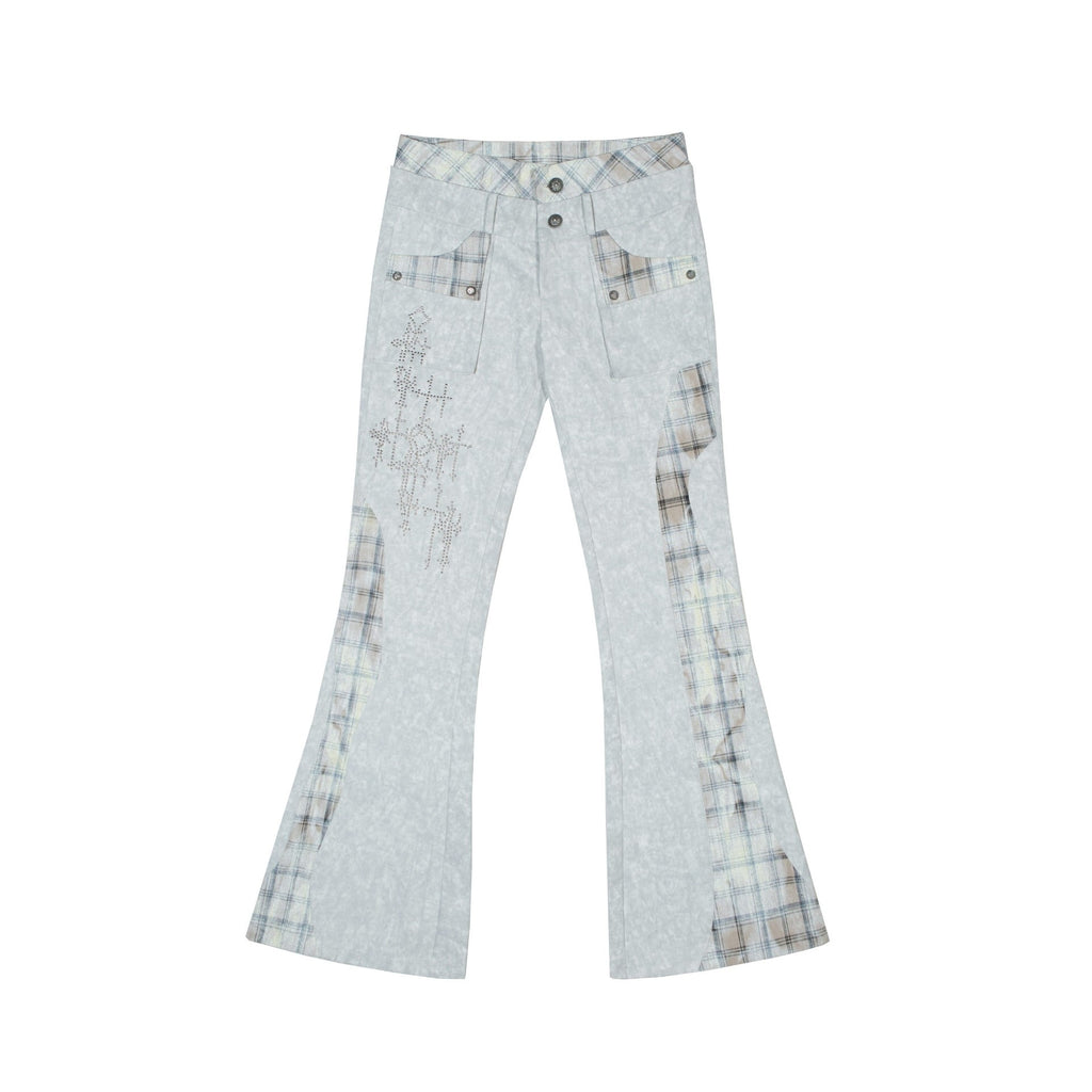ARIADNAw_Rhinestone_Embellished_Plaid_Color_Block_Double_Waist_Women's_Flare_Pants_880387425543_MISSTT