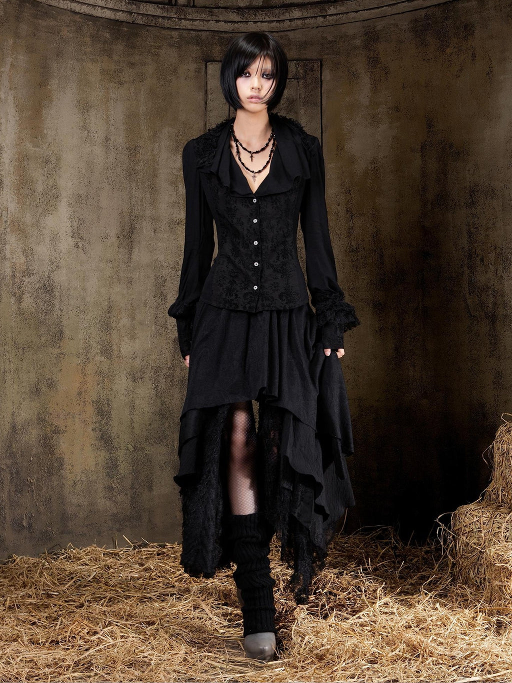 ARIADNAw Romantic Gothic Layered Tulle A Line Women's Maxi Skirts