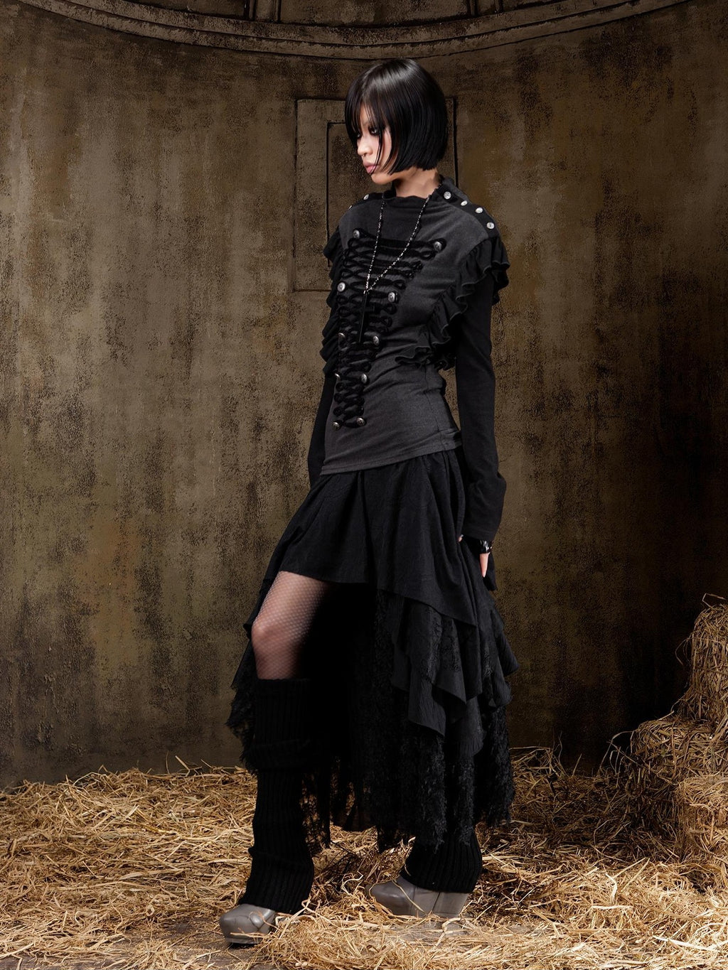 ARIADNAw Romantic Gothic Layered Tulle A Line Women's Maxi Skirts