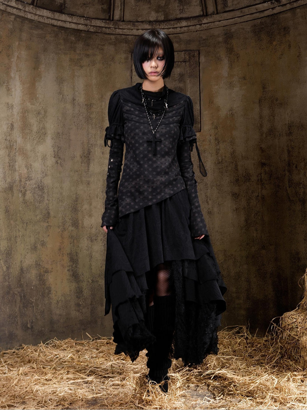 ARIADNAw Romantic Gothic Layered Tulle A Line Women's Maxi Skirts