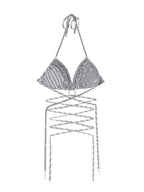 ARIADNAw Ruched Color Block Ruffle Camisole Women's Short Bikinis