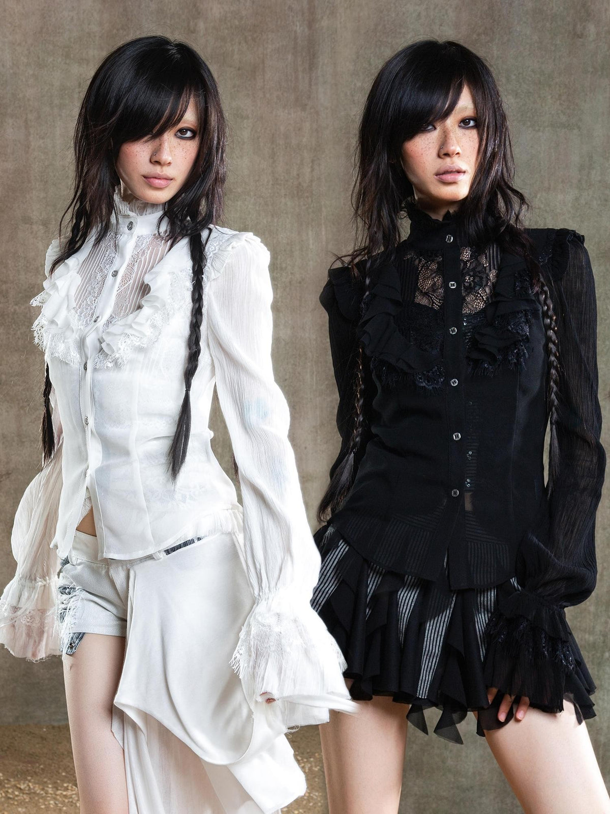 ARIADNAw Sheer Gothic Palace Puff Sleeve Loose Women's Chiffon Blouses