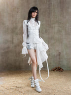 ARIADNAw Sheer Gothic Palace Puff Sleeve Loose Women's Chiffon Blouses