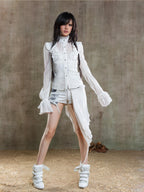 ARIADNAw Sheer Gothic Palace Puff Sleeve Loose Women's Chiffon Blouses