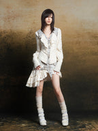 ARIADNAw Star Patchwork Asymmetric Layered Ripped Lace Women's Mini Skirts