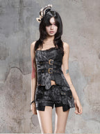 ARIADNAw Vintage Punk Distressed Low Rise Slim Fit Spliced Women's Leg Warmers