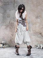 ARIADNAw Vintage Punk Geometric Patchwork Multi Wear Faux Fur Collar Women's Belts