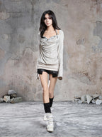 ARIADNAw Vintage Striped Patchwork Fake Two Piece Women's Long Sleeve T-shirts