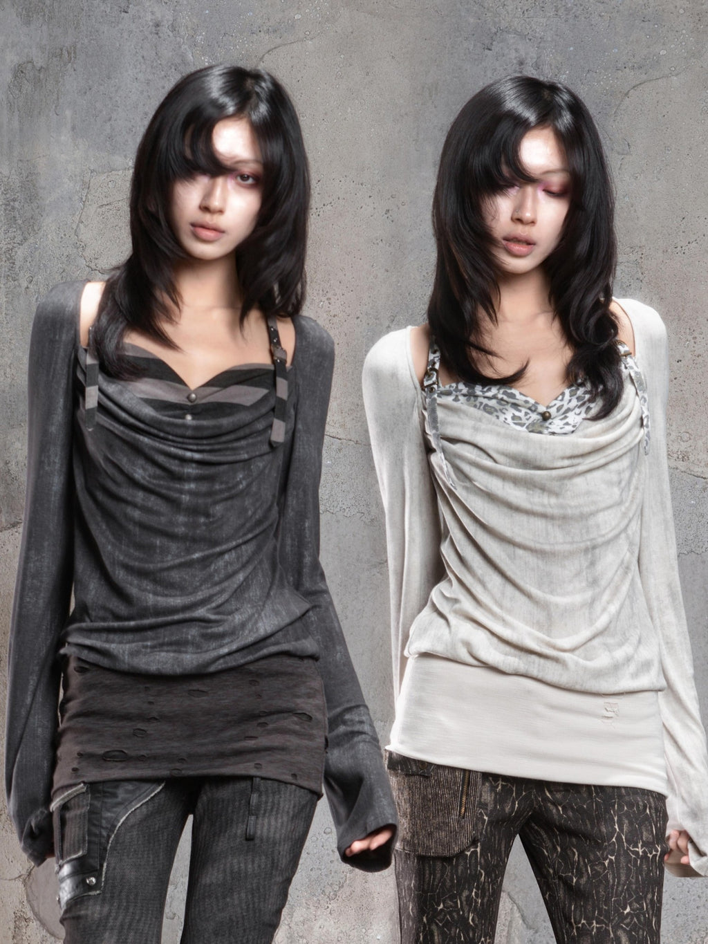 ARIADNAw Vintage Striped Patchwork Fake Two Piece Women's Long Sleeve T-shirts