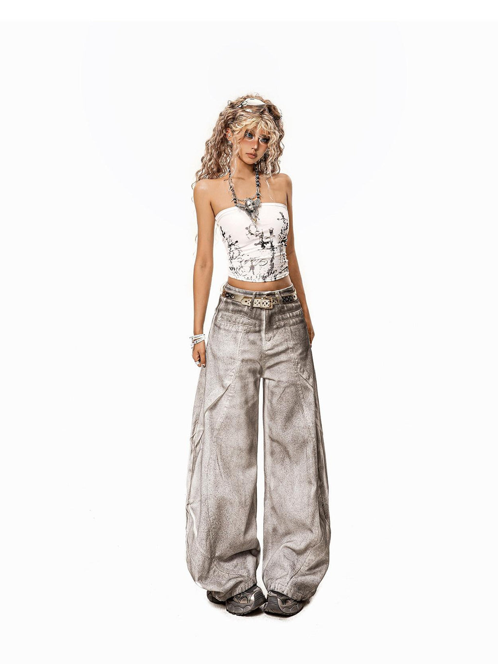 Arielink American Vintage Graffiti Print Punk Cropped Tight Women's Tank Tops