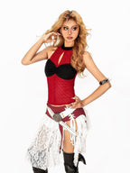Arielink American Vintage Mesh Cutout Patchwork Halter Cropped Slim Women's Tank Tops
