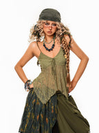 Arielink Asymmetric Hem Vintage Crochet V-neck Women's Lace Camisoles