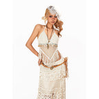 Arielink Asymmetrical Cutout Tassel Backless Tie Vintage Women's Knit Camisoles 929593329967