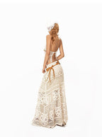 Arielink Asymmetrical Cutout Tassel Backless Tie Vintage Women's Knit Camisoles