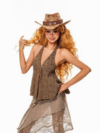 Arielink Asymmetrical Lace Patchwork Tie Waist Women's A Line Midi Skirts