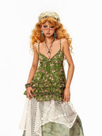 Arielink Asymmetrical Patchwork Lace Layered Handwoven Women's Tulle Maxi Skirts