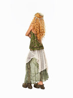 Arielink Asymmetrical Patchwork Lace Layered Handwoven Women's Tulle Maxi Skirts