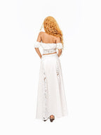 Arielink Beach Off Shoulder Lace Patchwork High Waist Women's Top & Skirt Sets