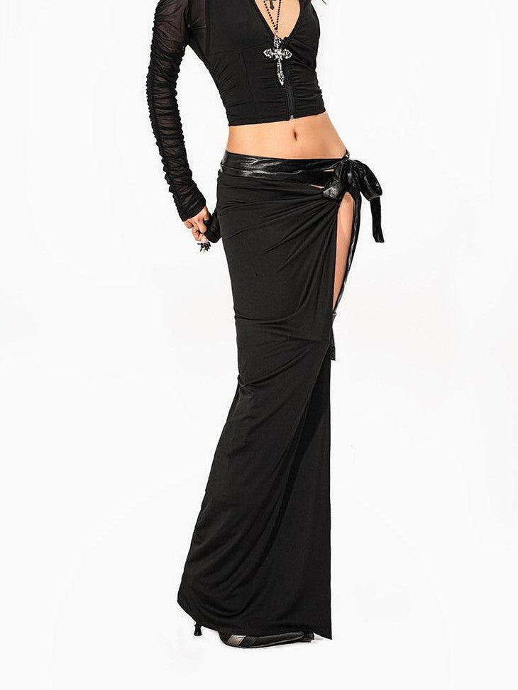 Arielink Black Cutout Asymmetric Backless V-neck Women's Sheer Mesh Cardigans
