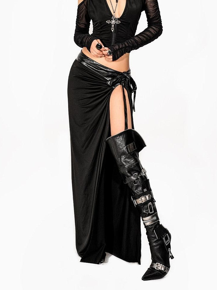 Arielink Black Cutout Asymmetric Backless V-neck Women's Sheer Mesh Cardigans