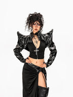Arielink Black Cutout Asymmetric Backless V-neck Women's Sheer Mesh Cardigans