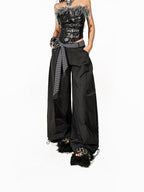 Arielink Black Eco Faux Fur Spliced Leather Zipper Gothic Women's Tank Tops