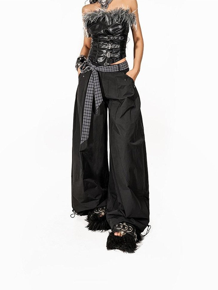 Arielink Black Eco Faux Fur Spliced Leather Zipper Gothic Women's Tank Tops