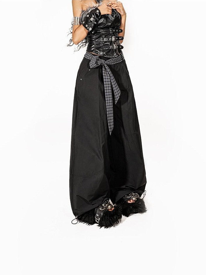 Arielink Black Eco Faux Fur Spliced Leather Zipper Gothic Women's Tank Tops