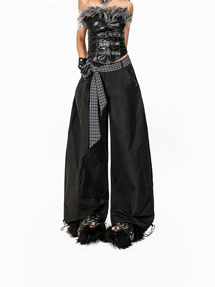 Arielink Black Eco Faux Fur Spliced Leather Zipper Gothic Women's Tank Tops